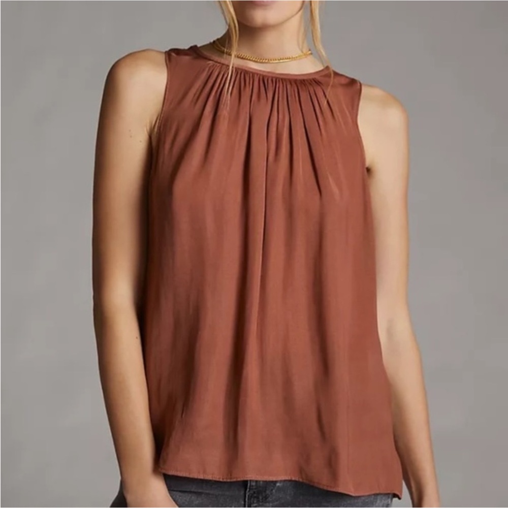 NWT Anthropologie Draped Low Back Brown Blouse